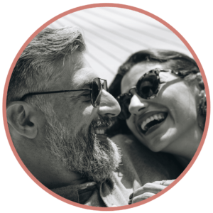 mature couple black and white photo man with beard