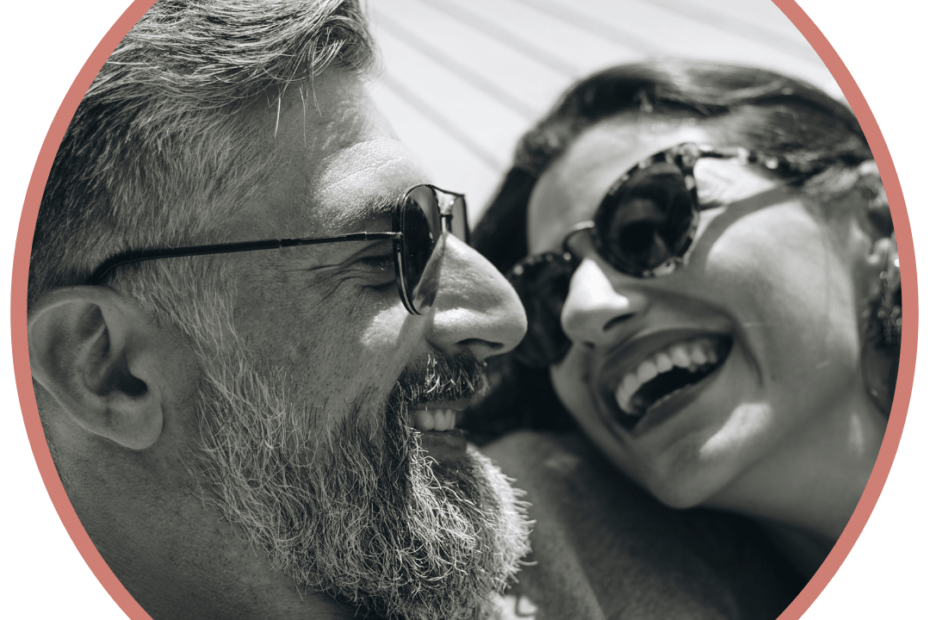 mature couple black and white photo man with beard