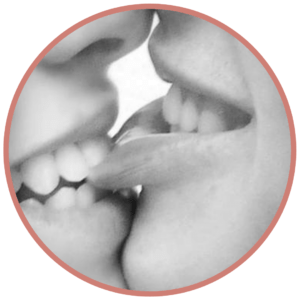 couple biting each others lips