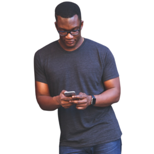 Young Black man looking at phone