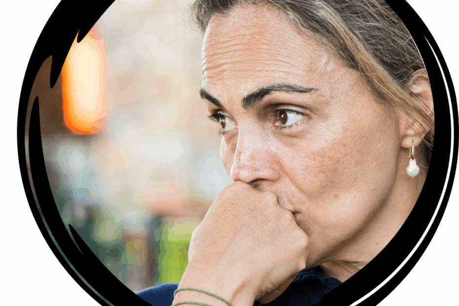 woman looking concerned and thinking