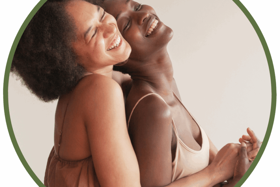 couple looking happy spooning