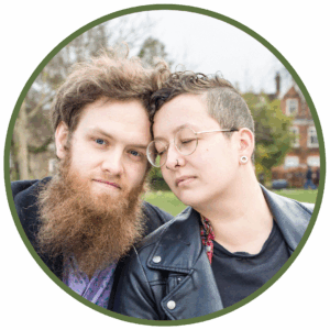 young couple resting foreheads