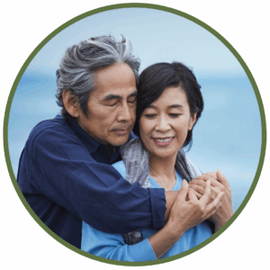 mature asian coule hugging