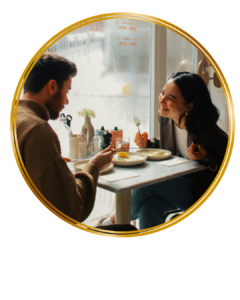 couple on a date at a cafe