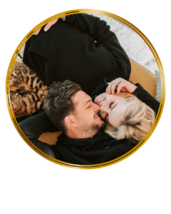 couple looking happy together snuggling