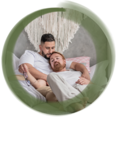 male couple in bed