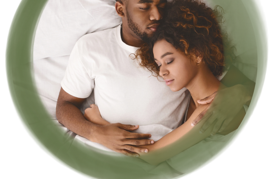 couple hugging in bed