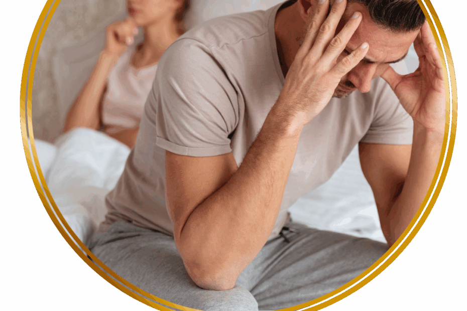 heterosexual couple not talking in bedroom