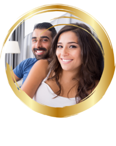 smiling couple looking happy