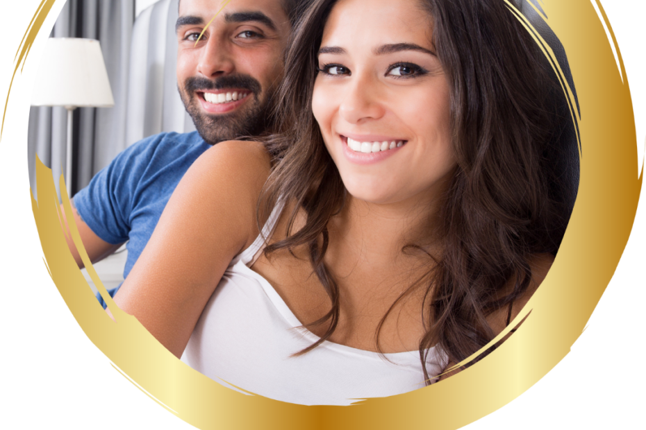 smiling couple looking happy