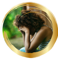 young woman hiding her face