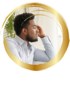 man looking pensive and staring