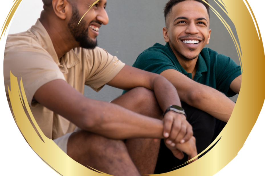 two men being frinds having a nice time