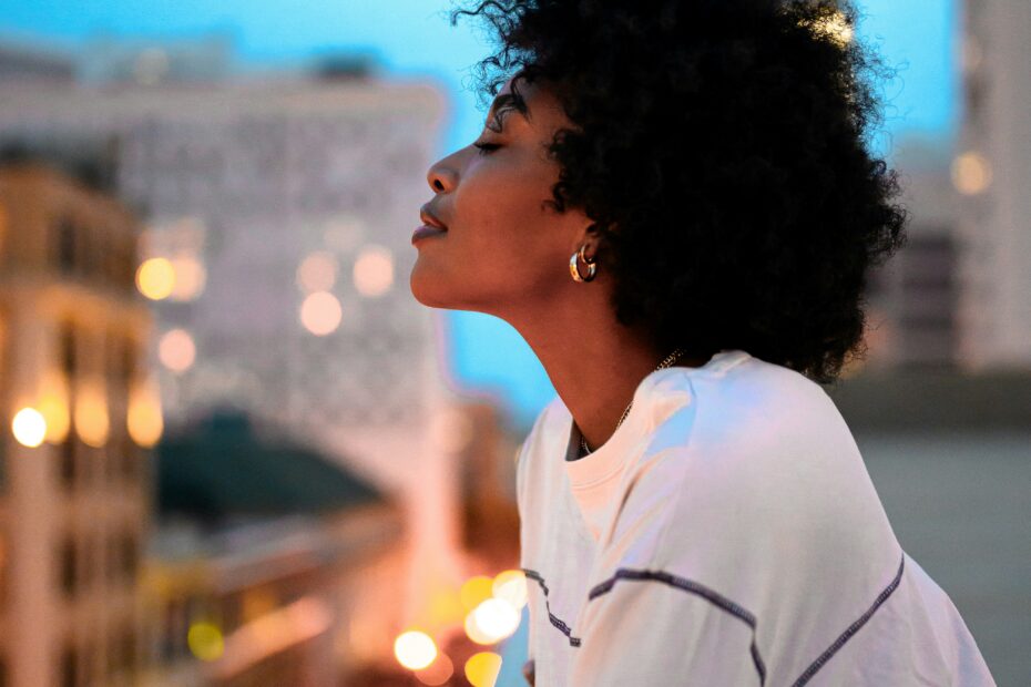 Black woman thinking